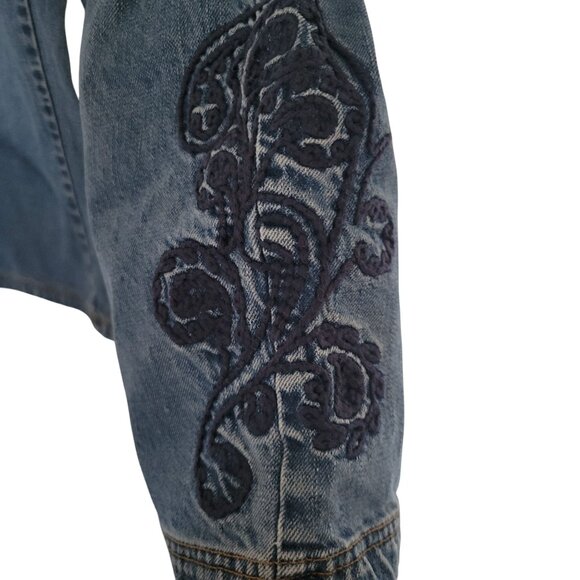 Tommy Hilfiger Womens Embroidered Blue Denim Jeans Size 16 Relaxed Fit - Picture 2 of 7